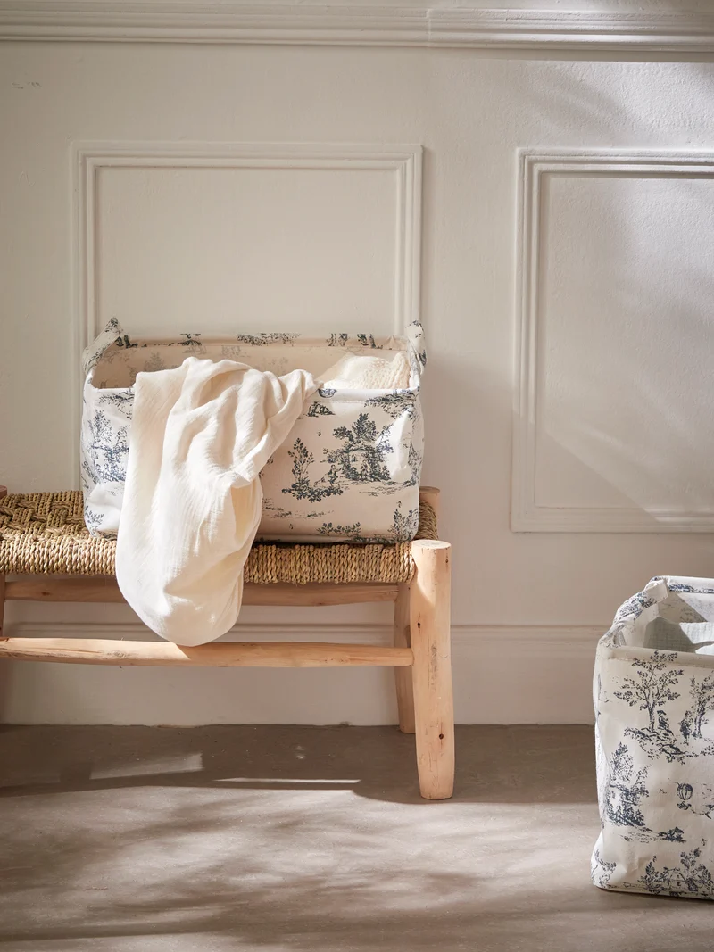 Bac à linge esprit Jouy, petit modèle