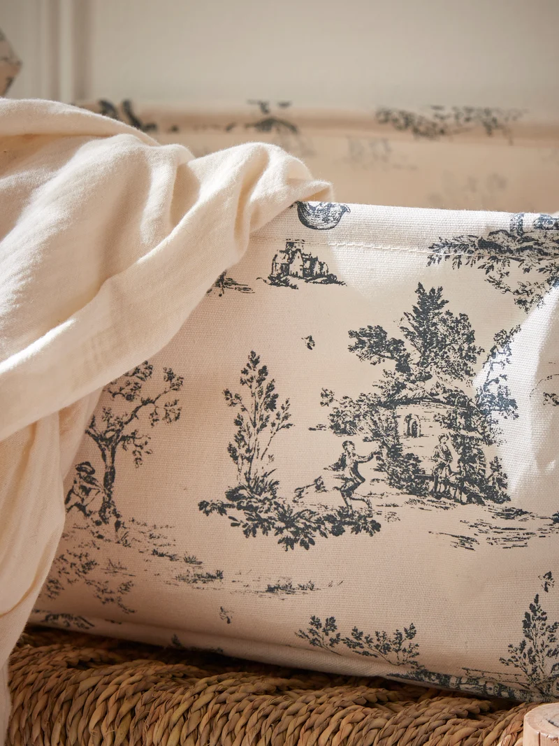 Bac à linge esprit Jouy, petit modèle