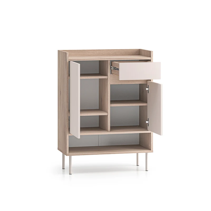 Meuble à chaussures 2 portes 1 tiroir Alos Cachemire et Bois