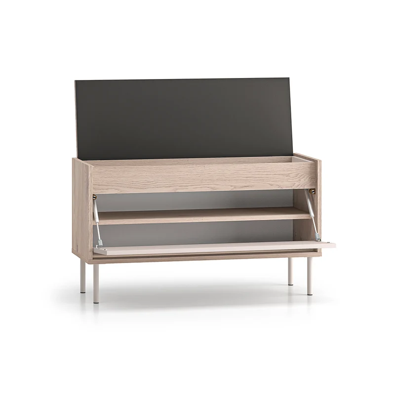 Banc meuble à chaussures long 1 porte Alos Cachemire et Bois