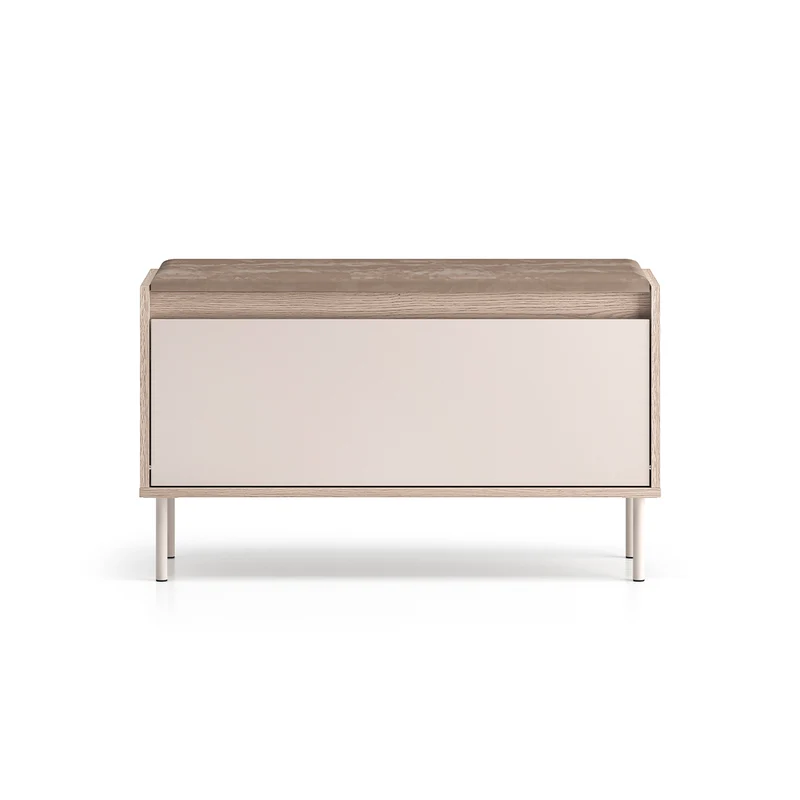 Banc meuble à chaussures long 1 porte Alos Cachemire et Bois