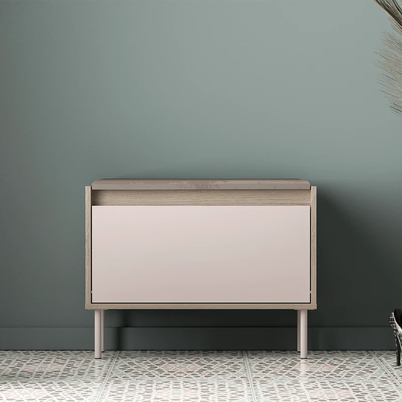 Banc meuble à chaussures 1 porte Alos Cachemire et Bois