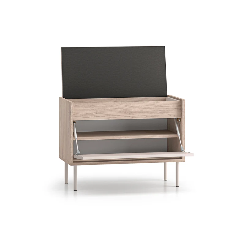 Banc meuble à chaussures 1 porte Alos Cachemire et Bois