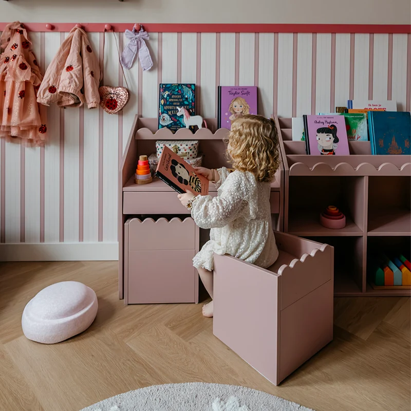 Bureau 1 tiroir avec chaise Bellamy Book Nook Rose