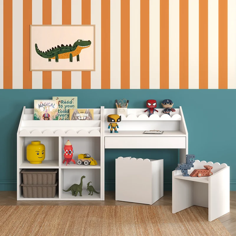 Bureau 1 tiroir avec chaise Bellamy Book Nook Blanc