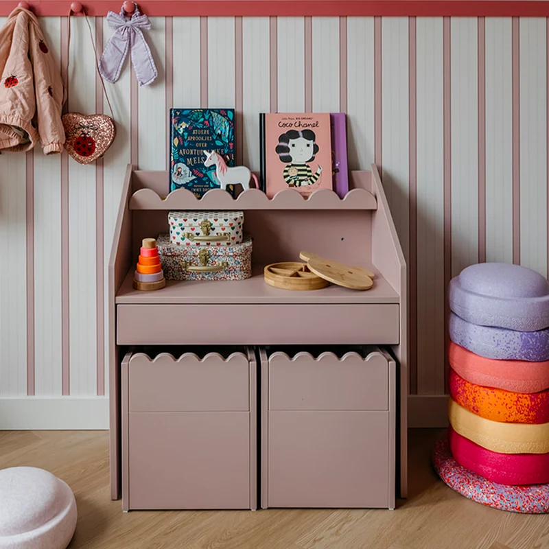 Bureau 1 tiroir avec chaise Bellamy Book Nook Rose