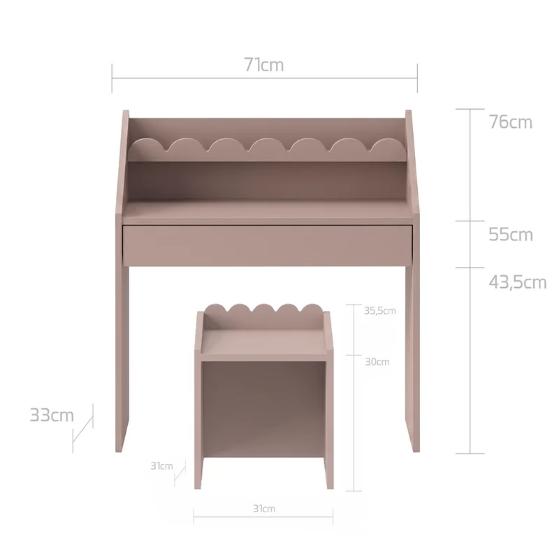 Bureau 1 tiroir avec chaise Bellamy Book Nook Rose