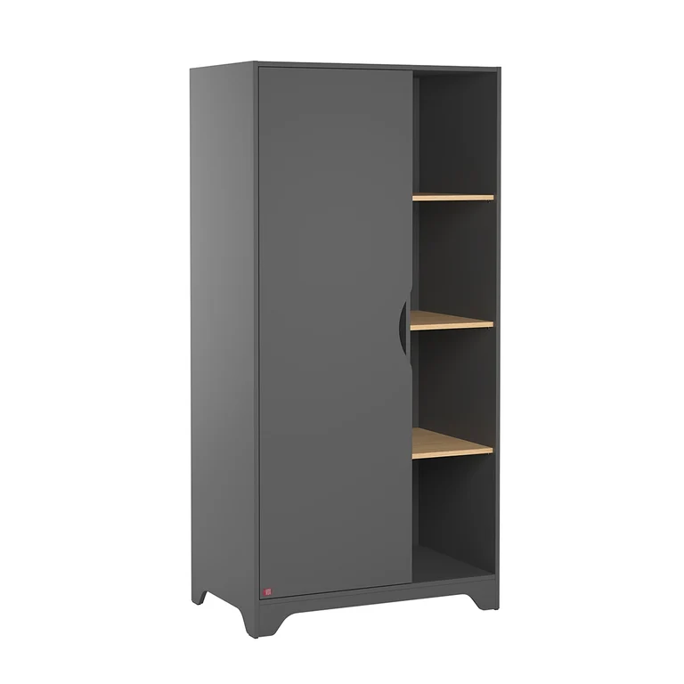 Chambre complète lit bébé évolutif - commode à langer - armoire 1 porte Vox Leaf Gris et bois