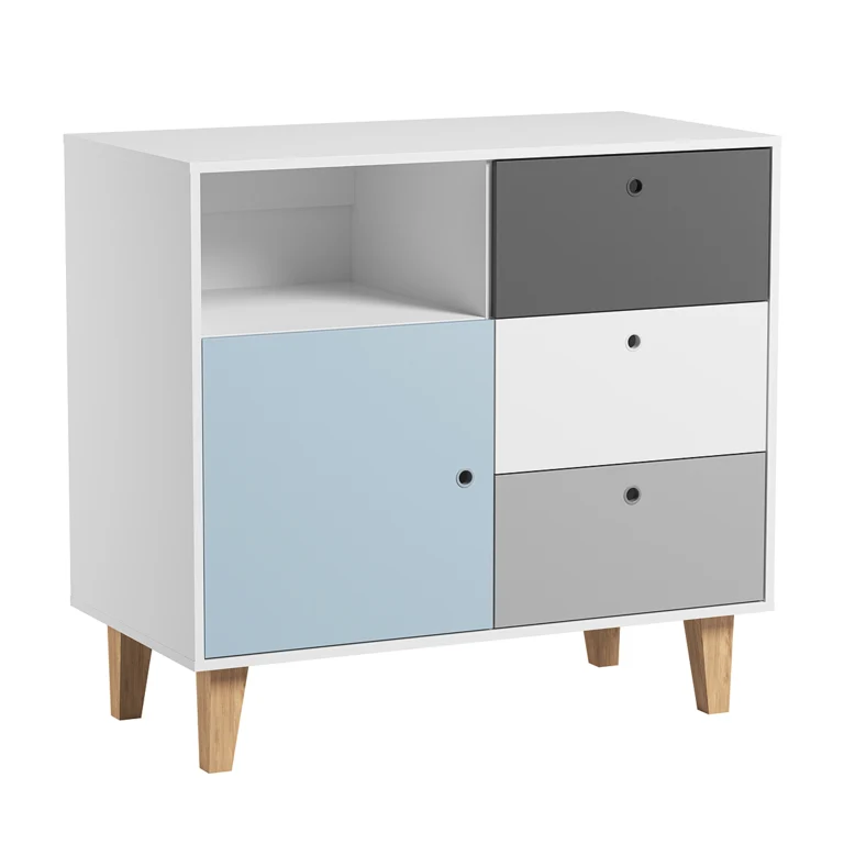 Lit bébé évolutif et Commode à langer Vox Concept Bleu