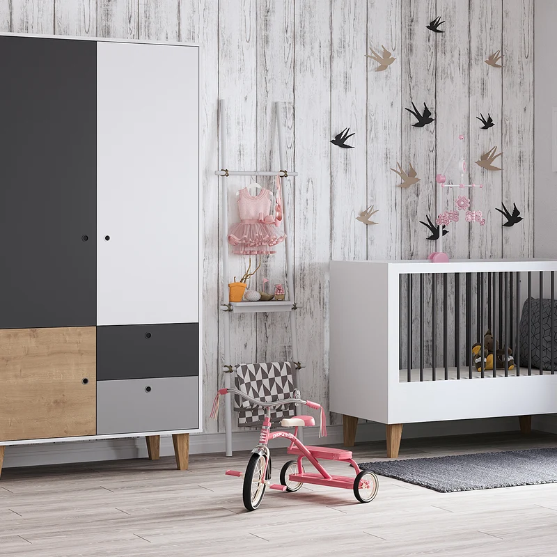 Lit bébé évolutif et Armoire Vox Concept Bois