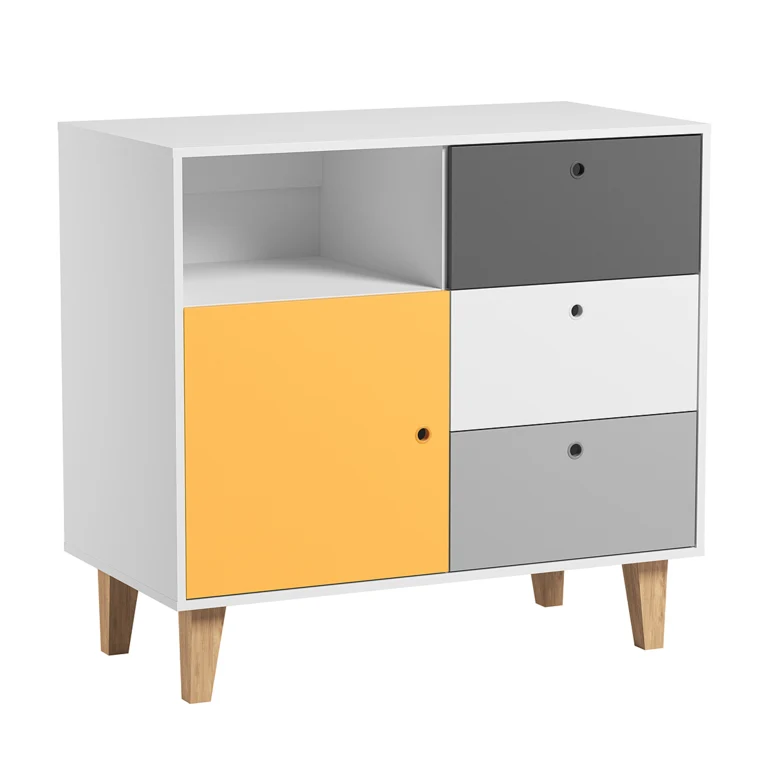 Commode 3 tiroirs et Armoire Vox Concept Jaune