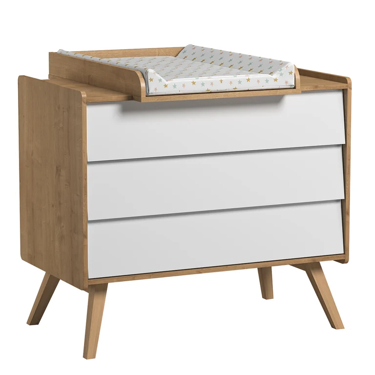 Chambre complète lit bébé évolutif - commode à langer - chiffonnier Vox Vintage Bois Blanc
