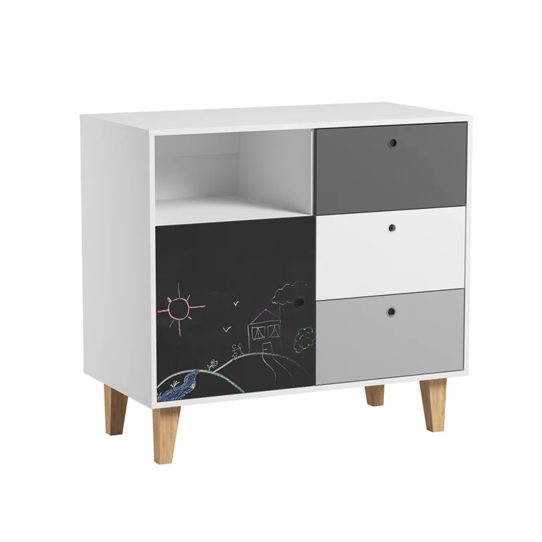 Chambre complète lit bébé évolutif - commode à langer - armoire Vox Concept Noir