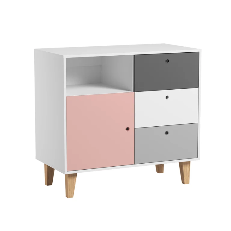 Chambre complète lit bébé évolutif - commode à langer - armoire Vox Concept Rose