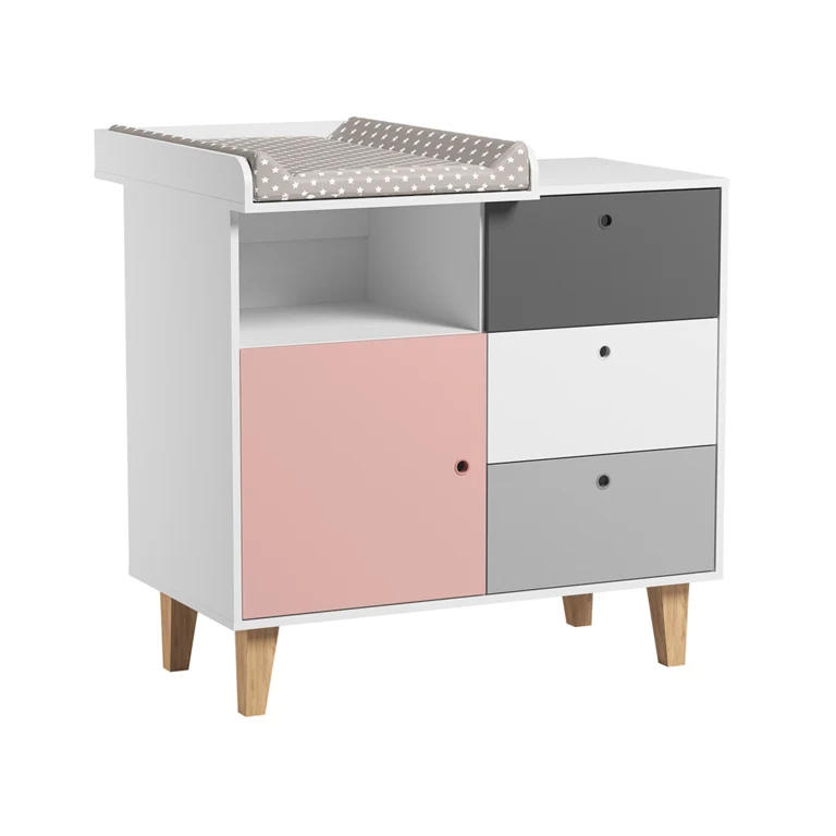 Chambre complète lit bébé évolutif - commode à langer - armoire Vox Concept Rose