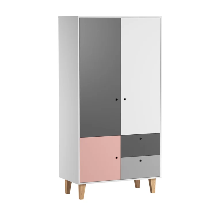 Chambre complète lit bébé évolutif - commode à langer - armoire Vox Concept Rose