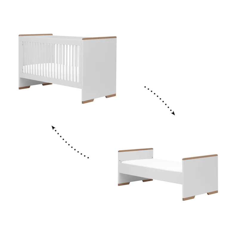 Lit bébé évolutif et Armoire Pinio Snap Blanc et bois