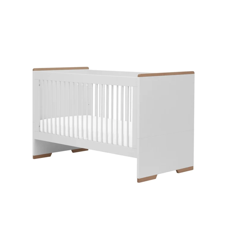 Lit bébé évolutif et commode à langer Pinio Snap Blanc et bois