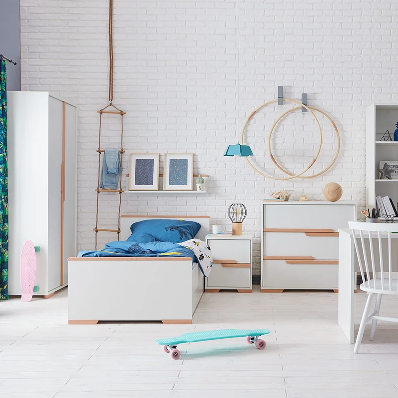 Commode 3 tiroirs Pinio Snap Blanc et bois