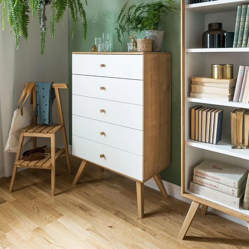 Commode 5 tiroirs Vox Nature Blanc