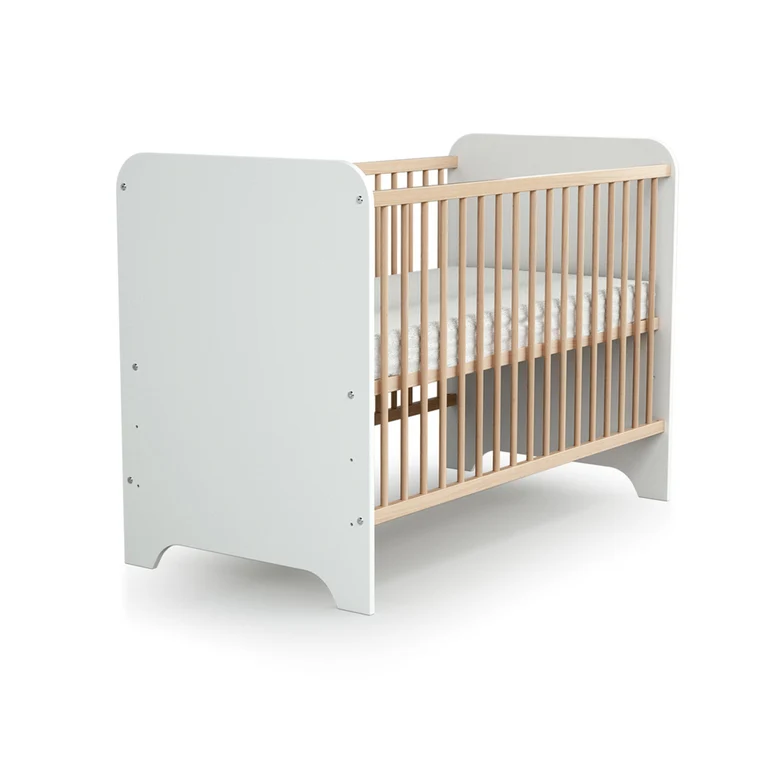 Lit bébé 60x120 AT4 Carrousel Blanc et hêtre