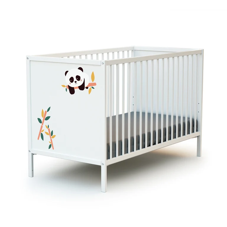 Lit bébé 60x120 et commode 3 tiroirs avec plan à langer AT4 Webaby Panda