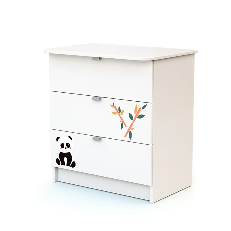 Lit bébé 60x120 et commode 3 tiroirs avec plan à langer AT4 Webaby Panda