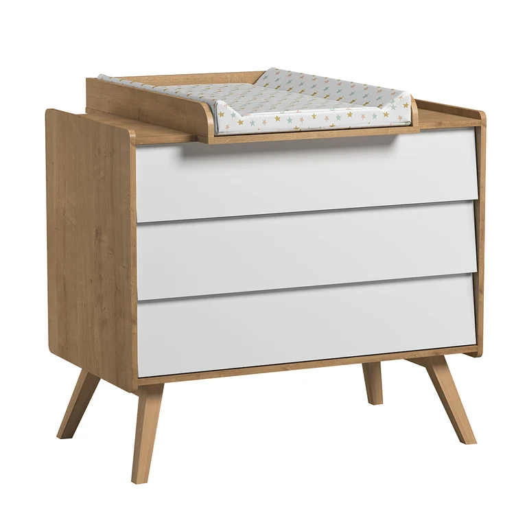 Chambre complète lit bébé - commode 3 tiroirs - armoire 2 portes Vox Vintage Bois Blanc