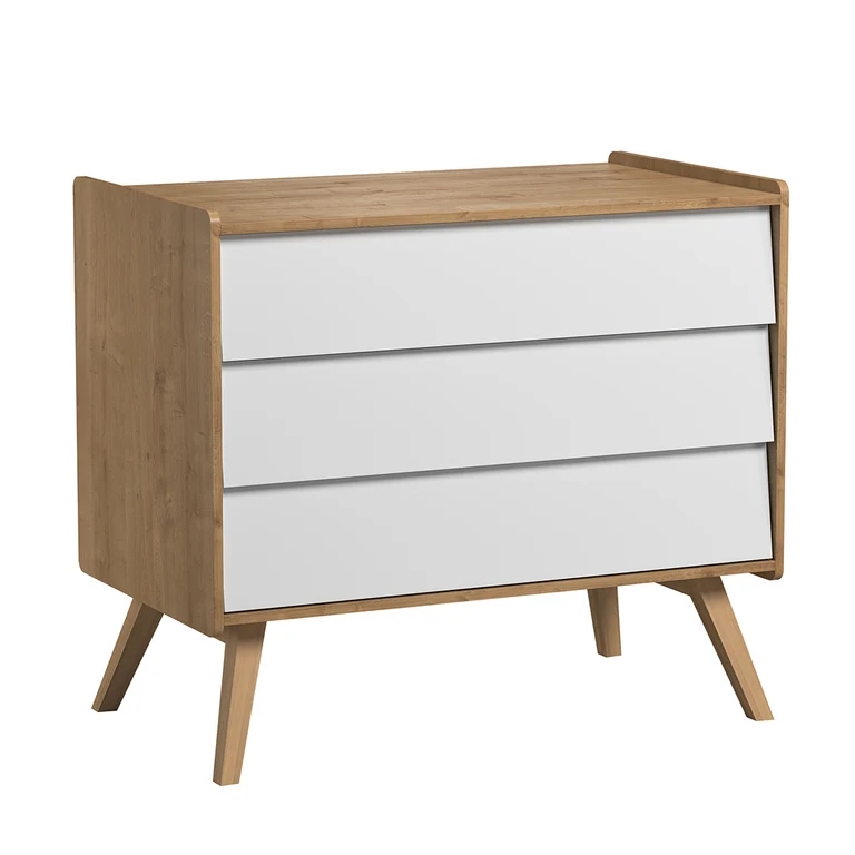 Chambre complète lit bébé évolutif - commode 3 tiroirs - armoire 2 portes Vox Vintage Bois Blanc