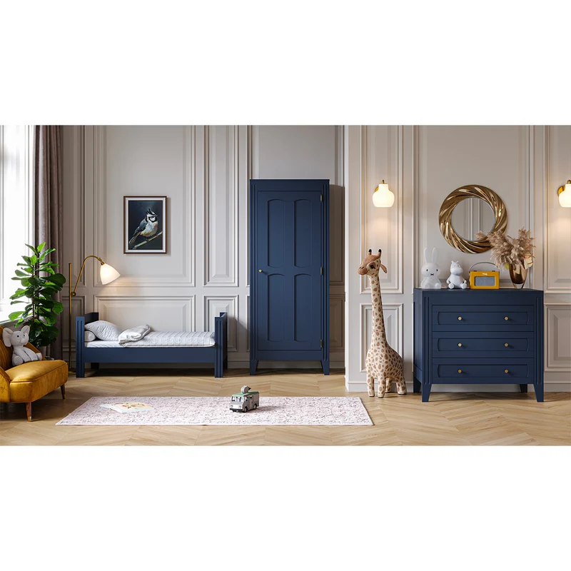 Lit bébé évolutif et armoire 1 porte Vox Milenne Bleu
