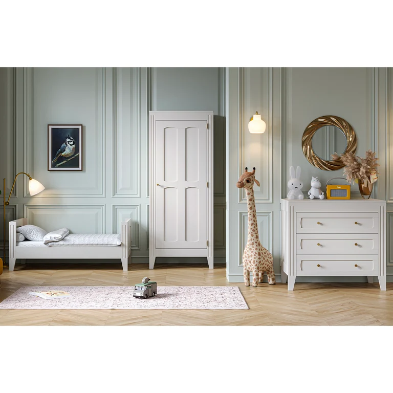 Lit bébé évolutif et armoire 1 porte Vox Milenne Blanc