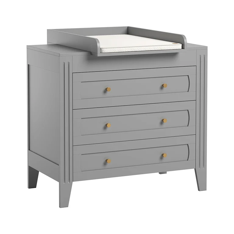 Chambre complète lit bébé évolutif commode à langer et armoire 1 porte Vox Milenne Gris