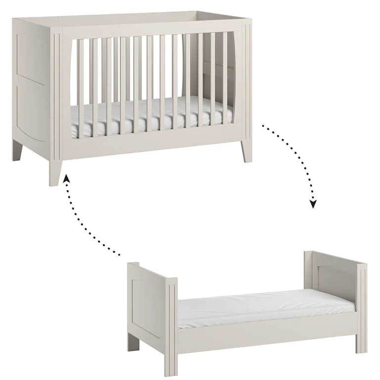 Chambre complète lit bébé évolutif commode à langer et armoire 1 porte Vox Milenne Blanc