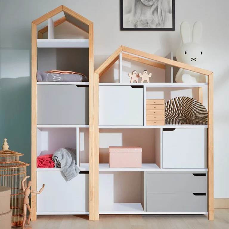 Bibliothèque maison Bellamy Joey Gris et blanc