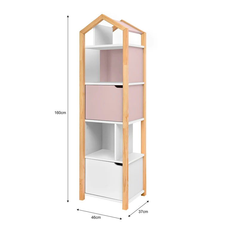 Bibliothèque maison Bellamy Joey Rose et blanc