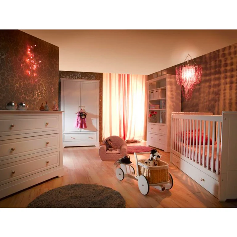 Chambre complète lit évolutif 70x140 commode à langer et armoire 2 portes Bellamy Marylou Blanc