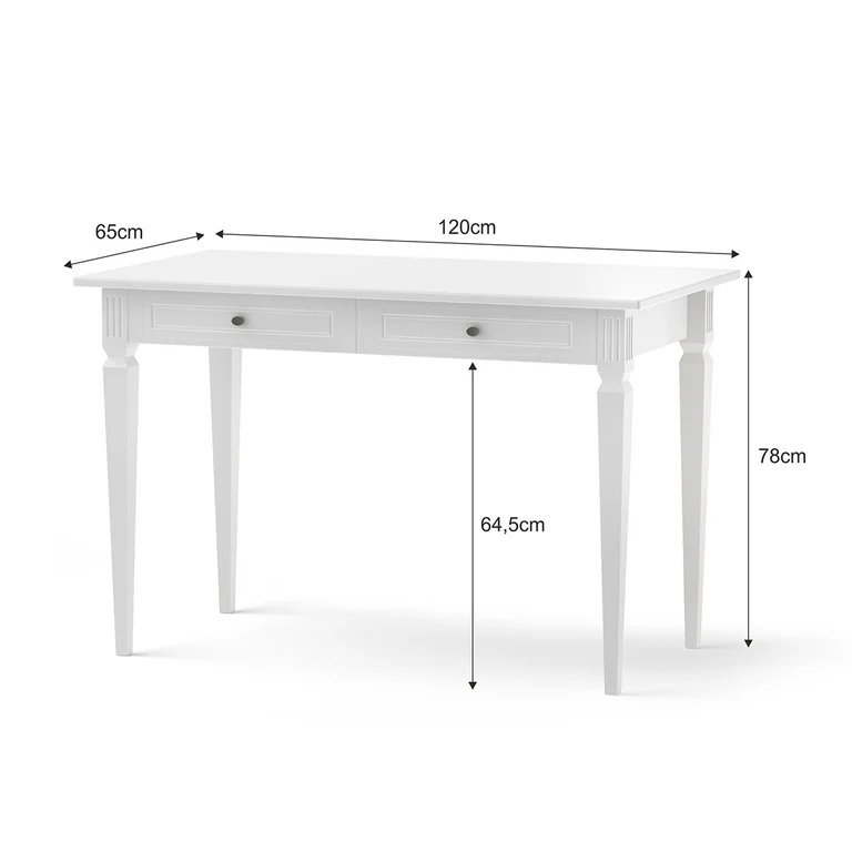 Bureau 2 tiroirs Bellamy Ines Blanc