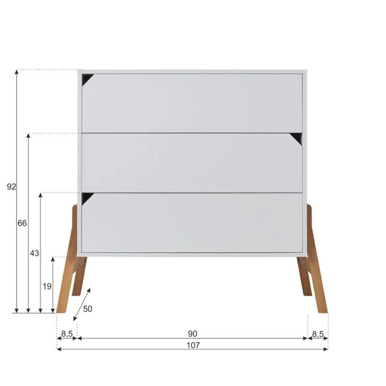Commode 3 tiroirs Bellamy Lotta Blanc