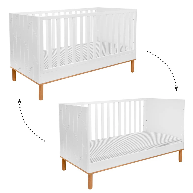 Lit évolutif 70x140 et commode 3 tiroirs Bellamy Toteme Botanic Blanc et bois
