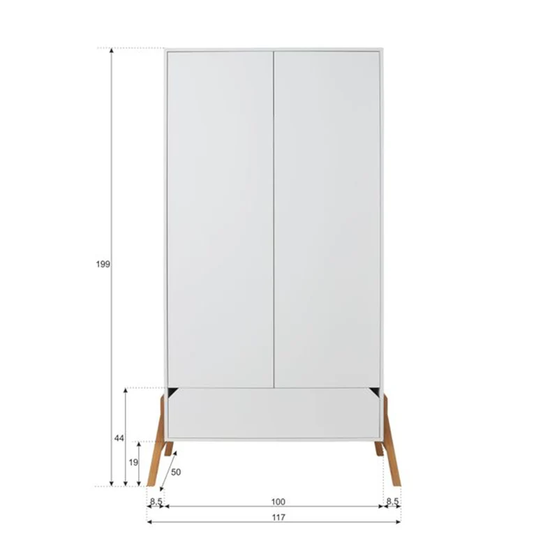 Lit évolutif 70x140 et armoire 2 portes Bellamy Lotta Blanc