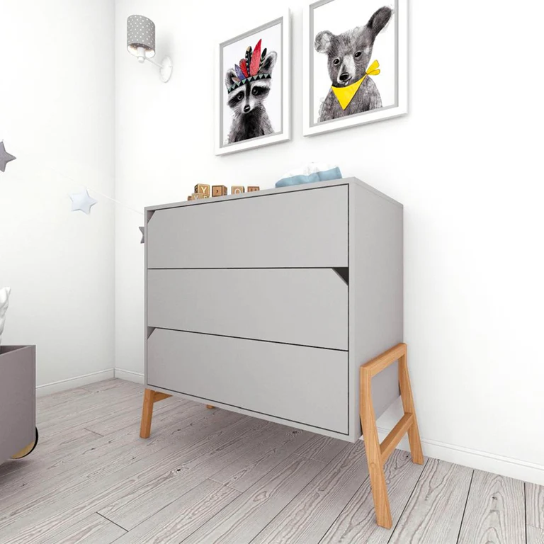 Commode 3 tiroirs Bellamy Lotta Gris