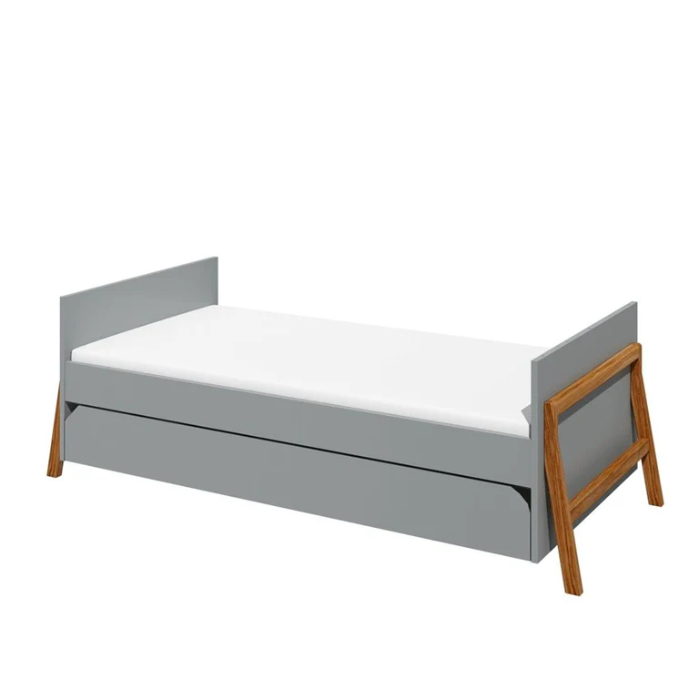 Lit évolutif 70x140 et commode 3 tiroirs Bellamy Lotta Gris