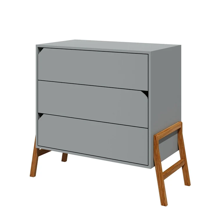 Lit évolutif 70x140 et commode 3 tiroirs Bellamy Lotta Gris