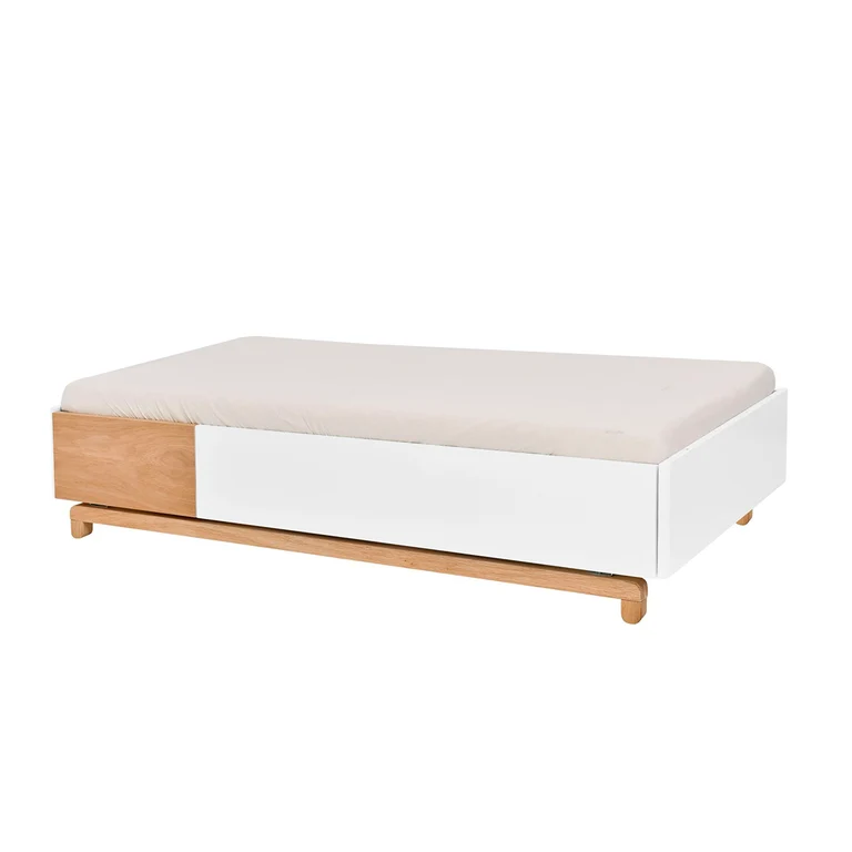 Lit évolutif 70x140 et armoire 2 portes Bellamy Nomi Blanc et bois