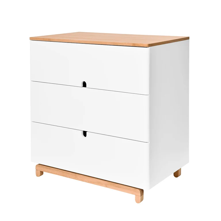 Lit évolutif 70x140 et commode 3 tiroirs Bellamy Nomi Blanc et bois