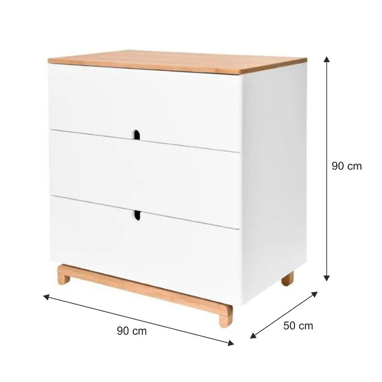 Lit évolutif 70x140 et commode 3 tiroirs Bellamy Nomi Blanc et bois