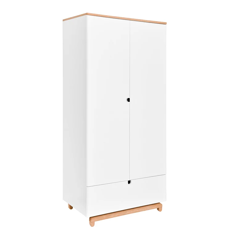 Commode 3 tiroirs et armoire 2 portes Bellamy Nomi Blanc et bois