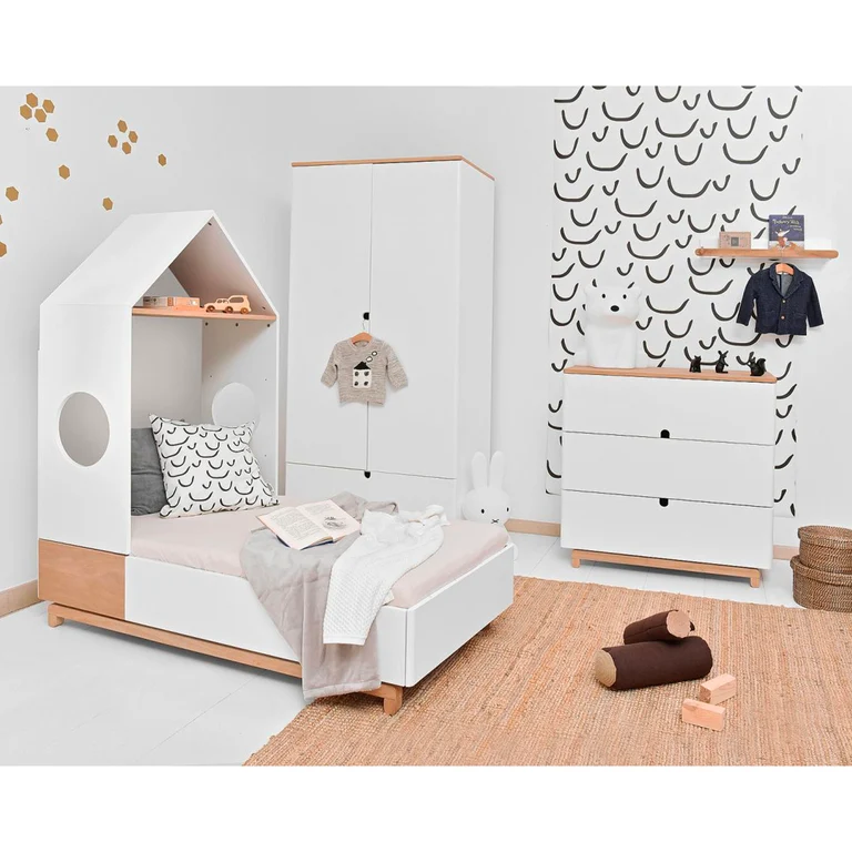 Lit évolutif 70x140 tiroir inclus Bellamy Nomi Blanc et bois