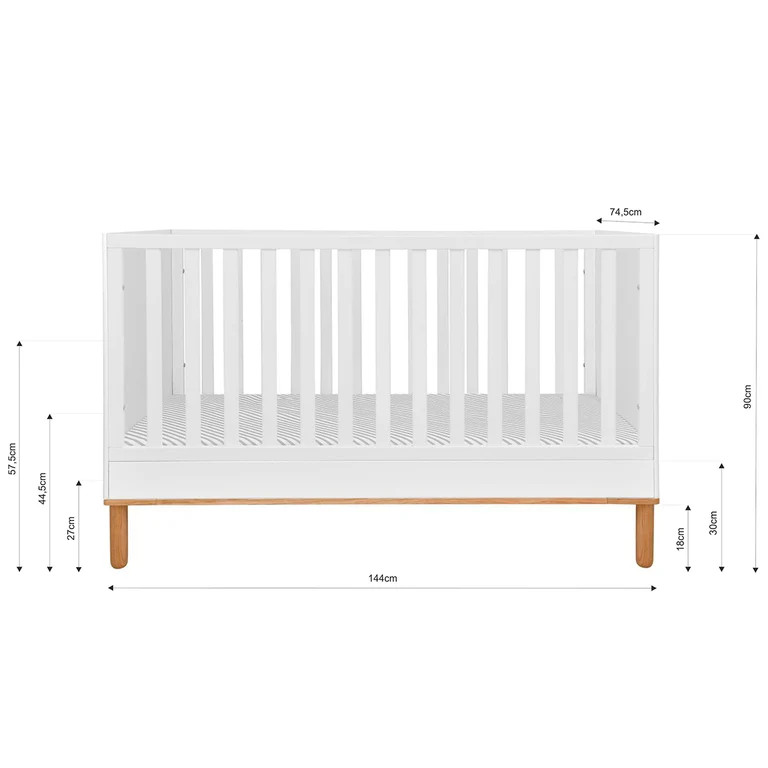 Lit évolutif 70x140 Bellamy Toteme Botanic Blanc et bois