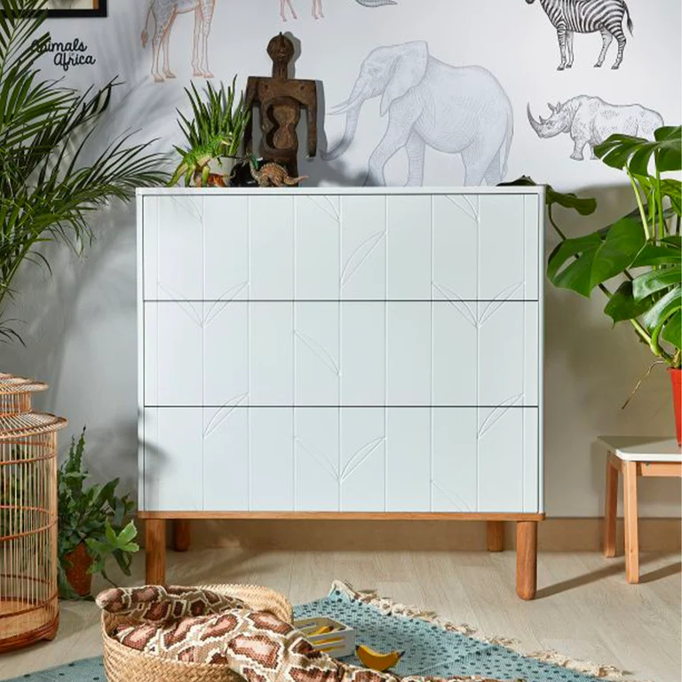 Commode 3 tiroirs Bellamy Toteme Botanic Blanc et bois
